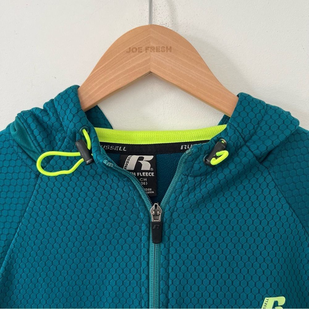 Russell Athletic Teal Textured Full Zip Performance Hoodie Men’s Small - Picture 9 of 14